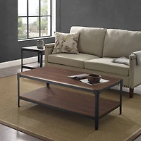 Walker Edison 48" Dark Walnut Angle Iron Coffee Table
