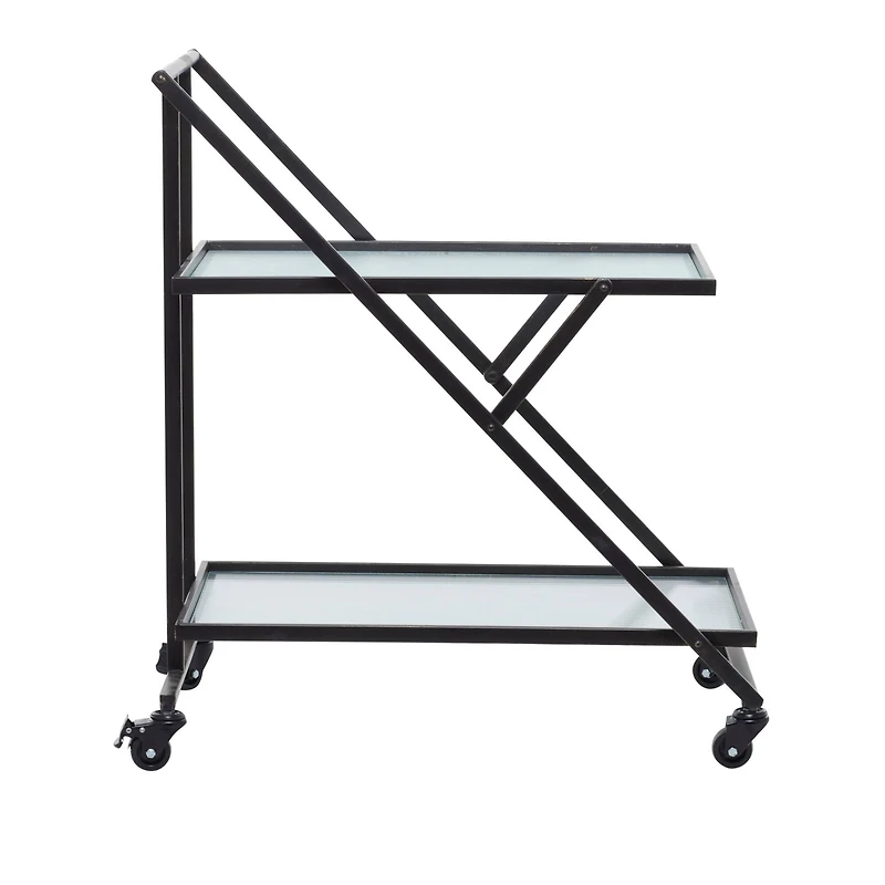 Black Iron Industrial Bar Cart, 32" x 25" x 18"