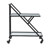 Black Iron Industrial Bar Cart, 32" x 25" x 18"