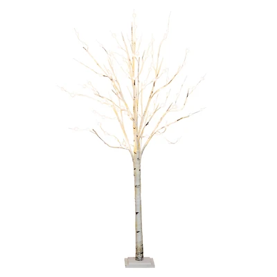 6ft. Pre-Lit White Birch Artificial Christmas Tree, Warm White LED Lights