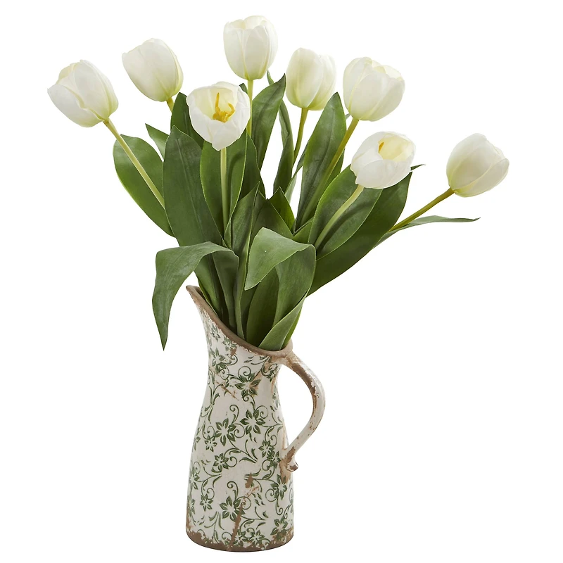 19" Tulip Arrangement in Floral Pitcher