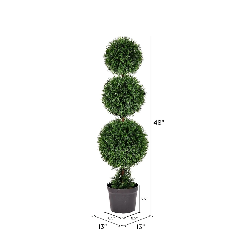 4ft. Potted Triple Ball Green Cedar Topiary