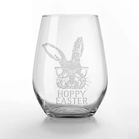 15oz. Hoppy Easter Bunny Glasses Engraved Stemless Wine Glass