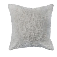 Hello Honey® Ivory Modern Cotton Sherpa Throw Pillow Cover with Stitched Circle