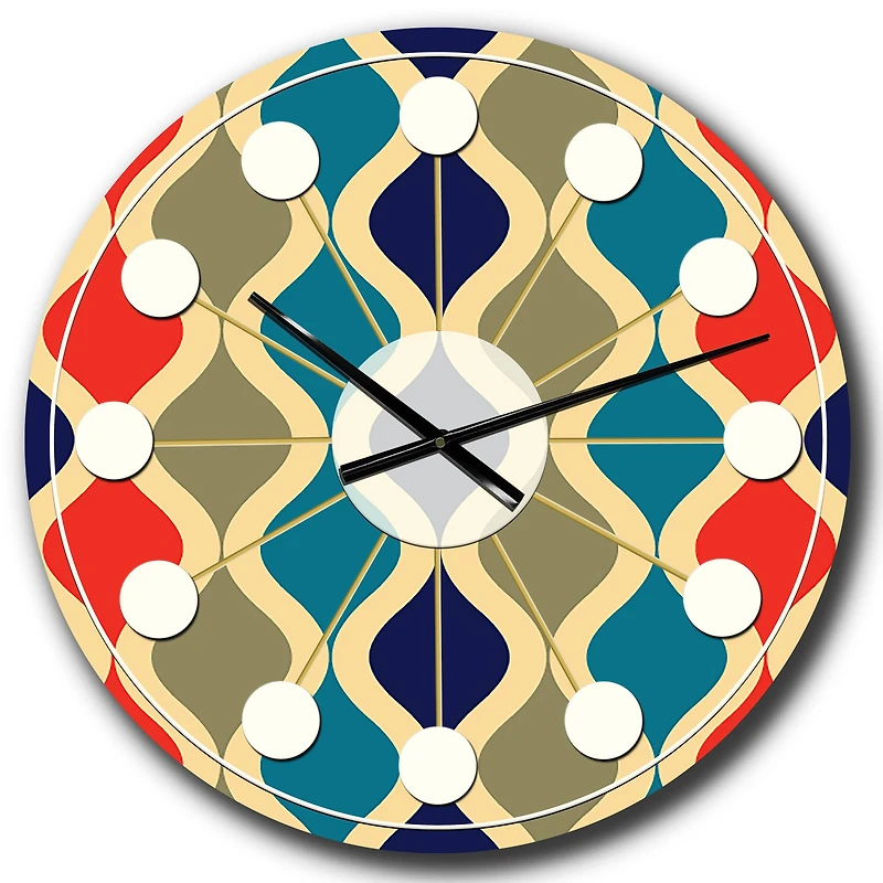 Designart 'Retro Ornamental Design Vi Mid-Century Modern Wall Clock