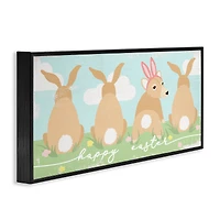 Stupell Industries Happy Easter Sentiment Bunny Tails Funny Corgi Dog Framed Giclee Art