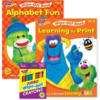 Trend Enterprises® ABCs & Printing Reusable Books & Crayons Set