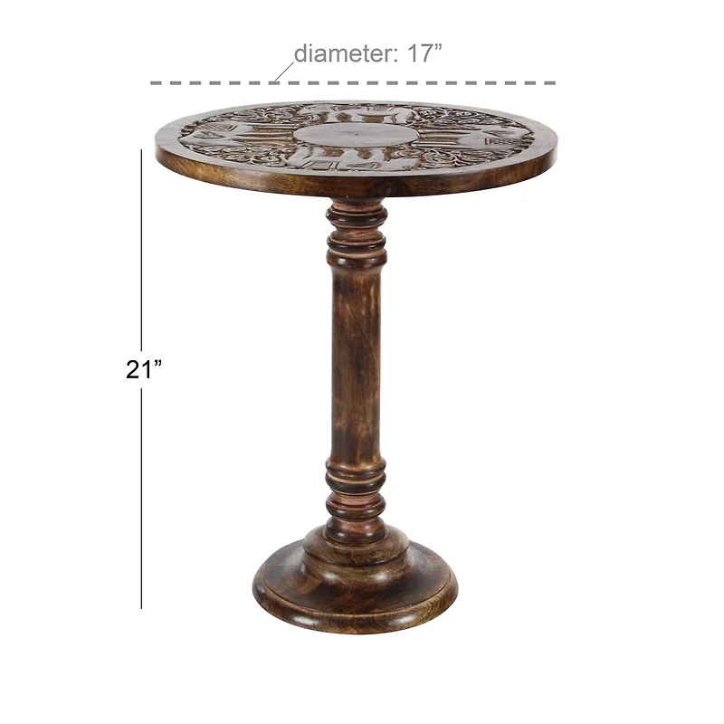 Brown Mango Wood Traditional Accent Table, 21" x 17" x 17"