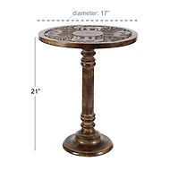 Brown Mango Wood Traditional Accent Table, 21" x 17" x 17"