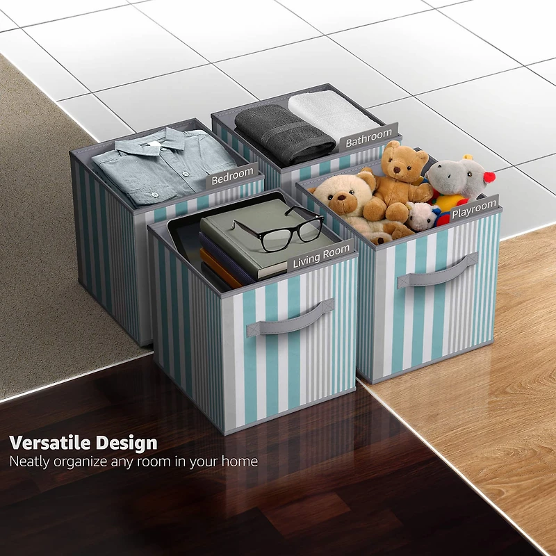 Sorbus 11" Aqua & Gray Foldable Storage Cubes, 6ct.