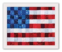 American Flag Quilt White Framed Print Under Plexiglass