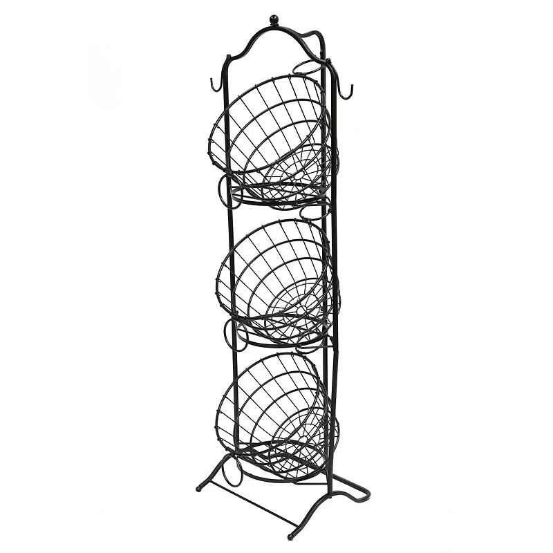 6 Pack: 4ft. Black Wire 3-Tier Basket with Removable Tilted Baskets