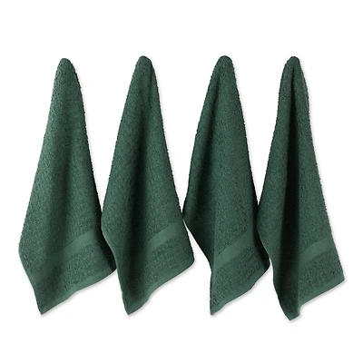 DII® Solid Dark Green Waffle Terry Dishtowel, 4ct.