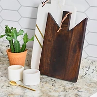 Hello Honey® 12" Walnut Geometric Wood Cutting Board with Leather Tie
