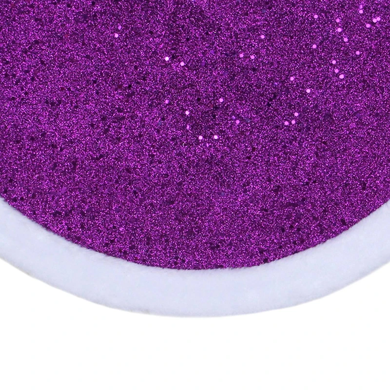 20" Purple Glittered Mini Christmas Tree Skirt with Faux Fur Trim