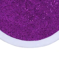 20" Purple Glittered Mini Christmas Tree Skirt with Faux Fur Trim