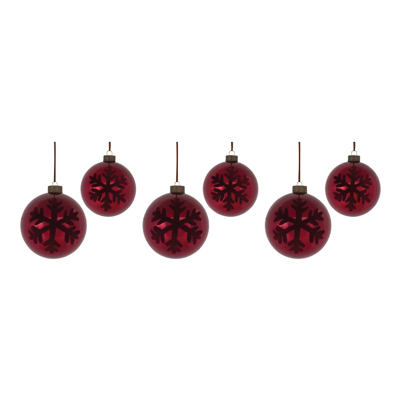 6ct. Red Snowflake Ball Ornaments