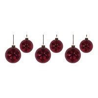 6ct. Red Snowflake Ball Ornaments