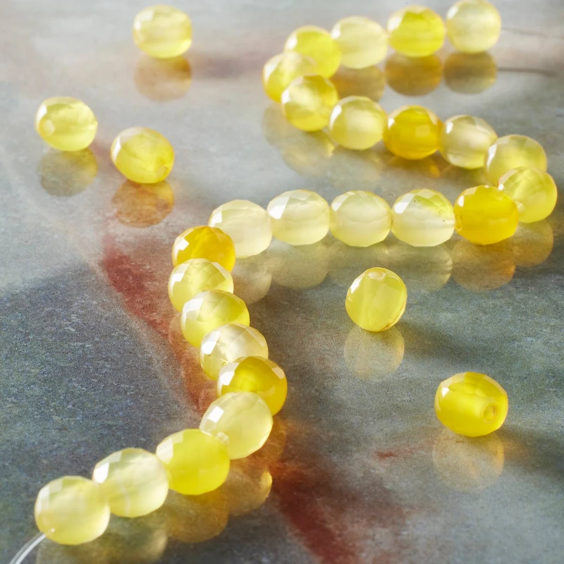 Yellow Faceted Agate Coin Beads by Bead Landing