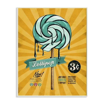 Stupell Industries Yellow & Blue Vintage Lollipop Wall Plaque