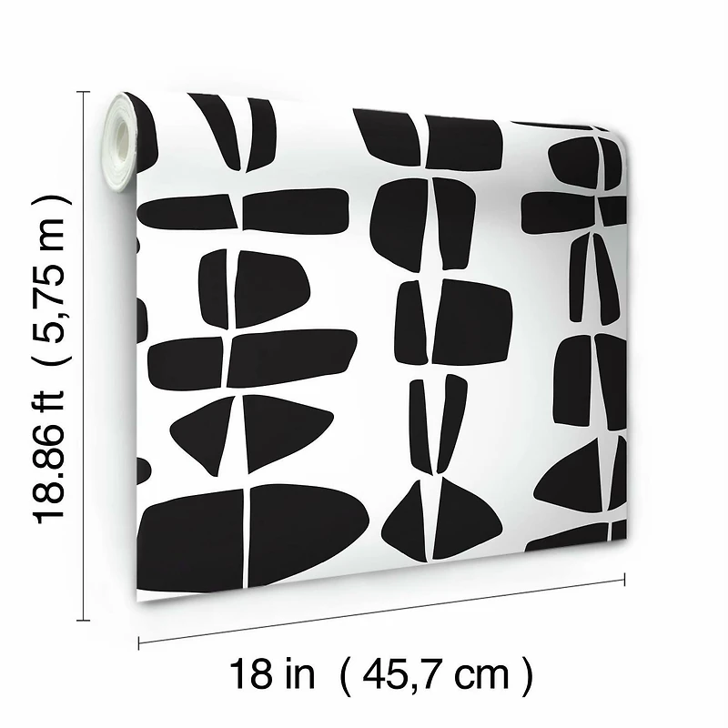 RoomMates Black Stacked Stones Peel & Stick Wallpaper