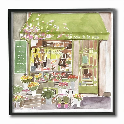 Stupell Industries Paris Flower Shop Green Watercolor Painting Framed Wall Art