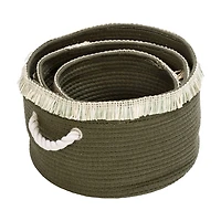 Honey Can Do Olive Nesting Cotton Rope Baskets with Fringe Set