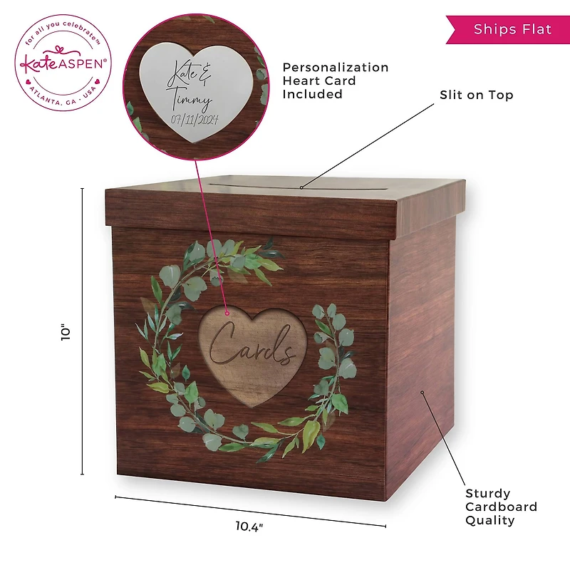 Kate Aspen® Rustic Brown Faux Wood Print Card Box