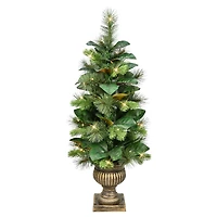 3ft. Pre-Lit Magnolia Leaf Artificial Potted Christmas Tree, Warm White LED Lights