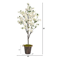 6ft. Cherry Blossom Tree in Decorative Metal Pail with Rope