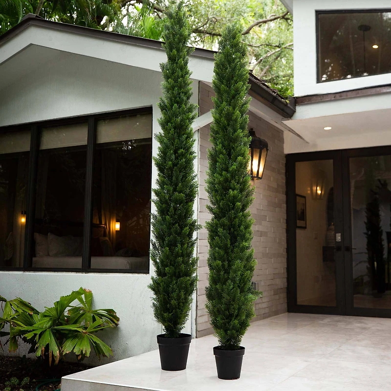 10ft. Potted Green UV Resistant Artificial Cedar Pine Tree