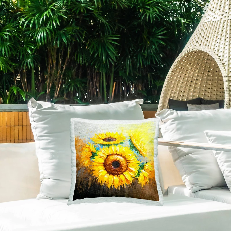 Stupell Industries Vivid Yellow Sunflower Arrangement Outdoor Printed Pillow