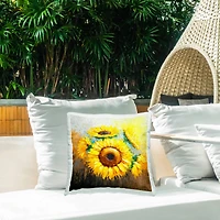 Stupell Industries Vivid Yellow Sunflower Arrangement Outdoor Printed Pillow