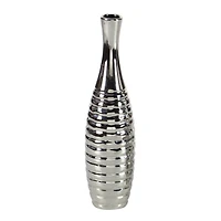 13" Silver Ceramic Glam Vase Set