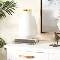 White Glass Glam Vase, 15" x 10" x 10"