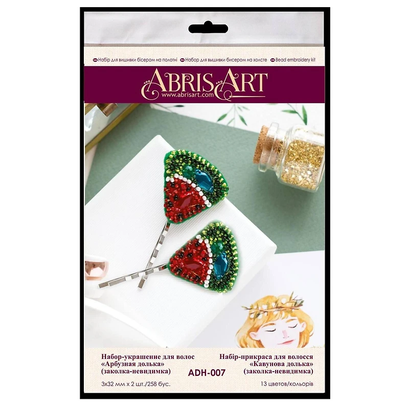 Abris Art Watermelon Slice Hairpin Bead Embroidery Decoration Kit