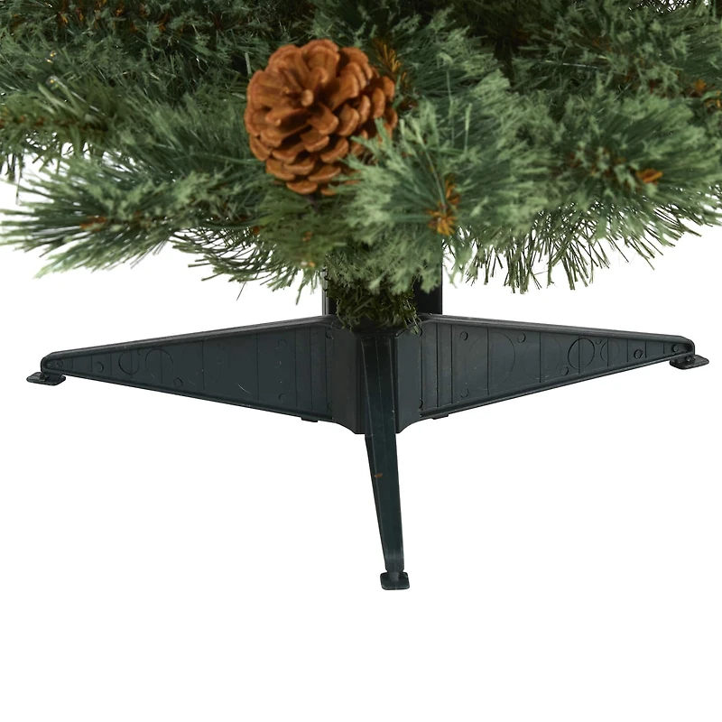 3ft. Pre-Lit White Mountain Pine & Pinecones Artificial Christmas Tree with Clear LED Lights