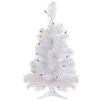 2ft. Pre-Lit White Rockport Pine Artificial Christmas Tree, Purple Lights