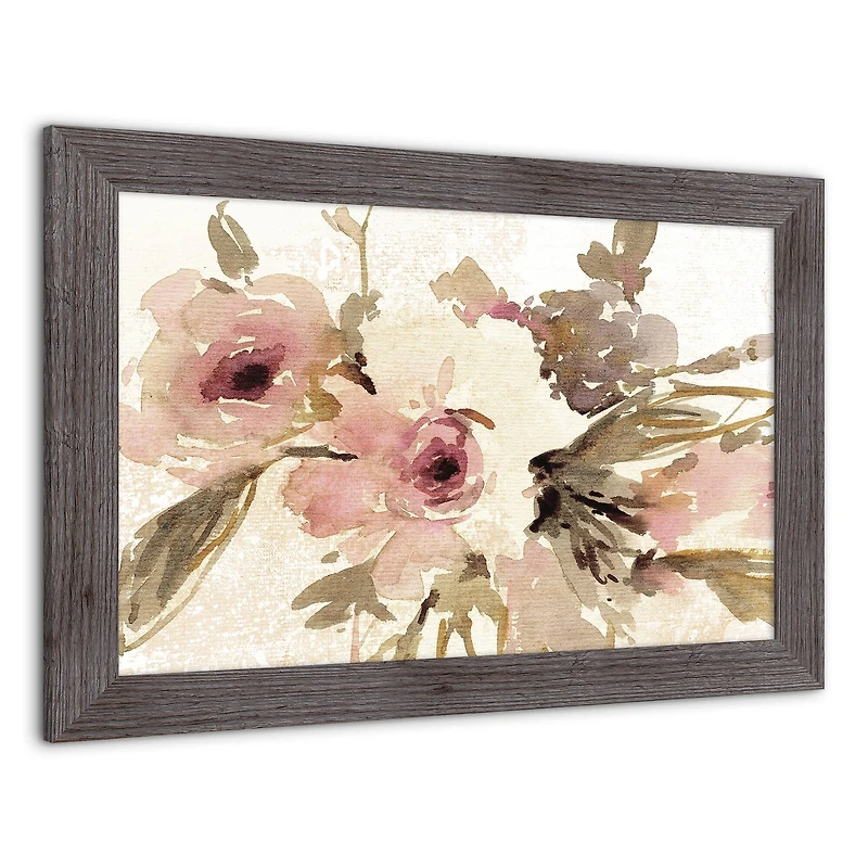 Pink Flowers 24" x 16" Western Gray Framed Print