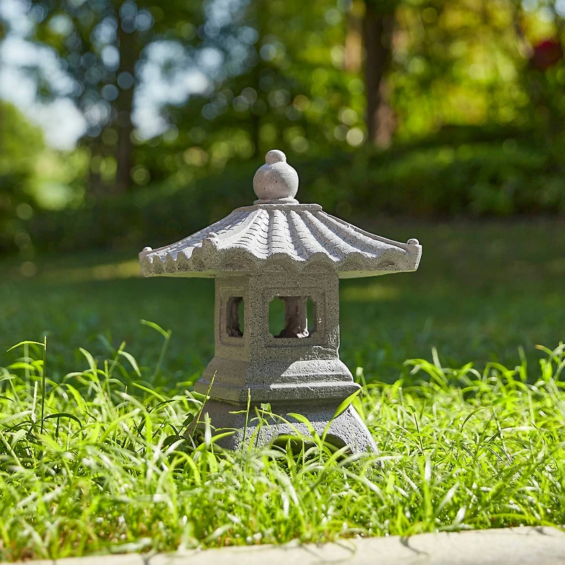 Glitzhome® 16" MGO Faux Concrete Pagoda Garden Statue