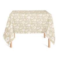 5ft. Tan & White Floral Tablecloth