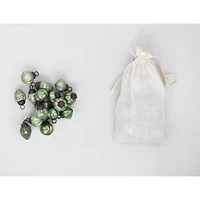 Hello Honey® 36ct. 1" Green Embossed Mercury Novelty Ornaments in Muslin Bag