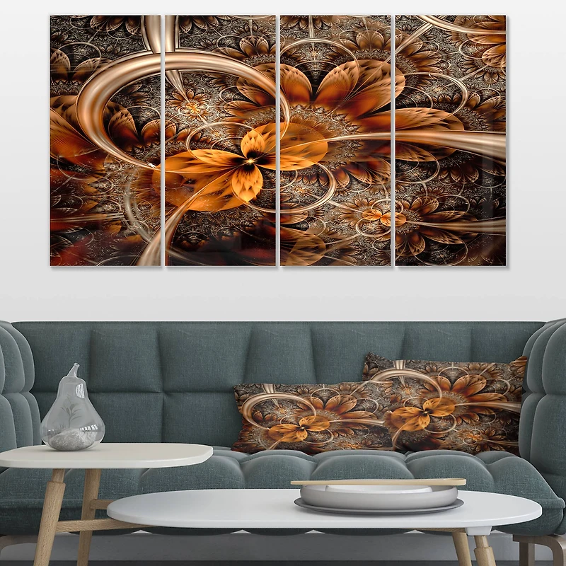 Designart - Dark Orange Fractal Flower