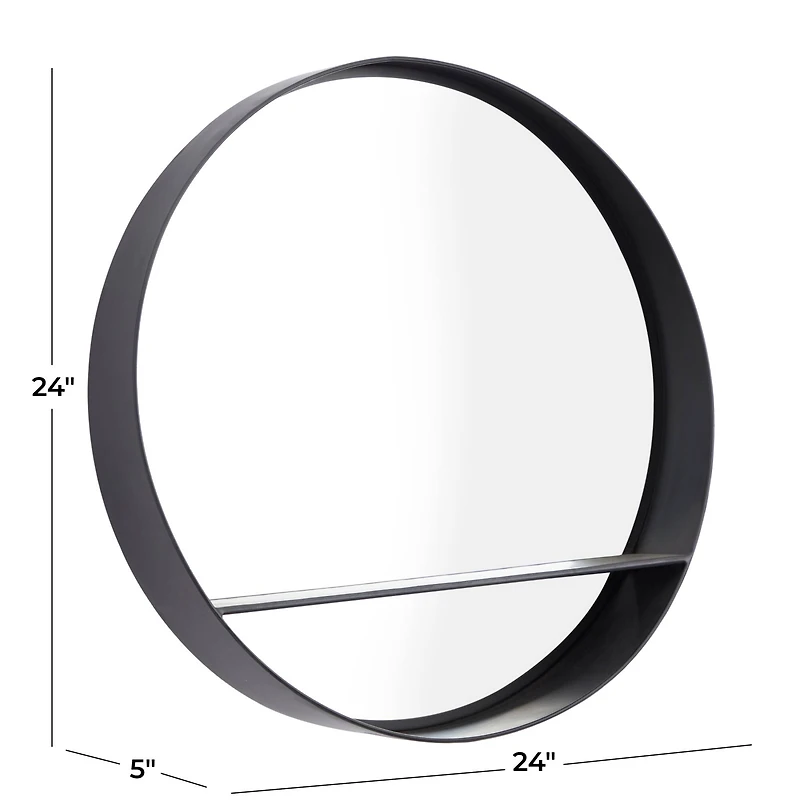 Black Iron Contemporary Wall Mirror, 24" x 24" x 5"