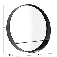 Black Iron Contemporary Wall Mirror, 24" x 24" x 5"