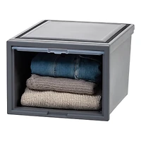 IRIS® Gray Storage Bin with Sliding Door