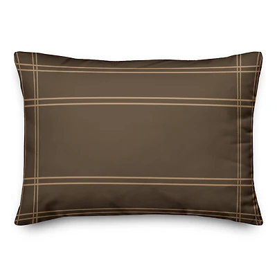 Brown Plaid Fall Lines Throw Pillow
