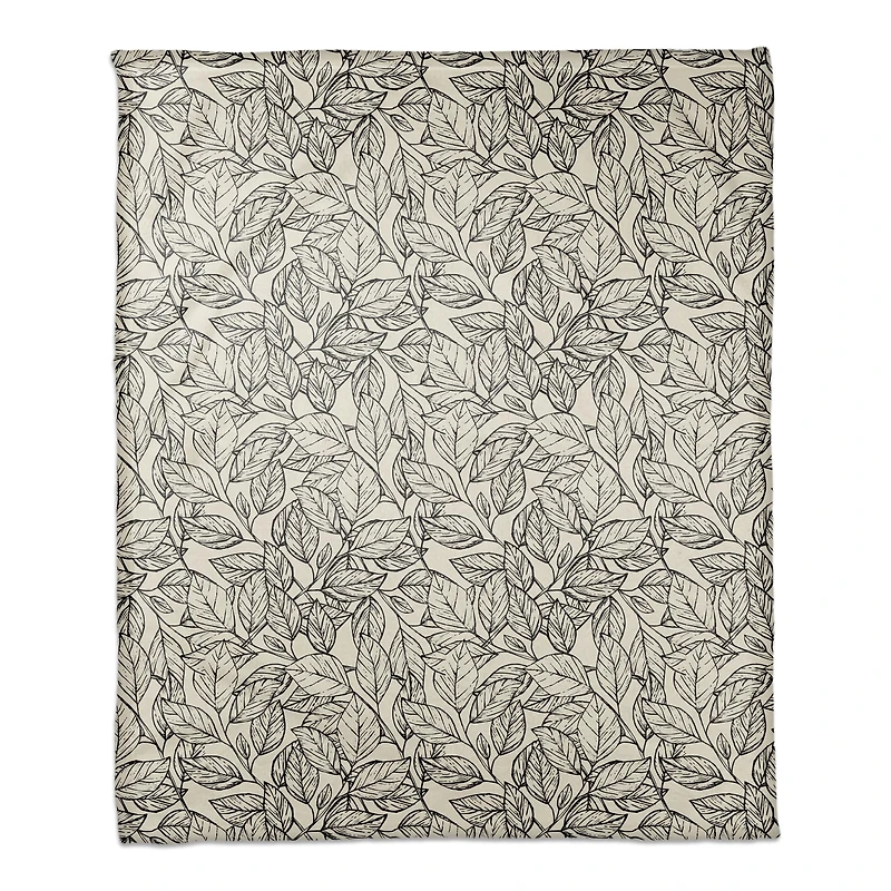 Sketched Leaf Pattern 50" x 60" Coral Fleece Blanket
