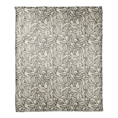 Sketched Leaf Pattern 50" x 60" Coral Fleece Blanket