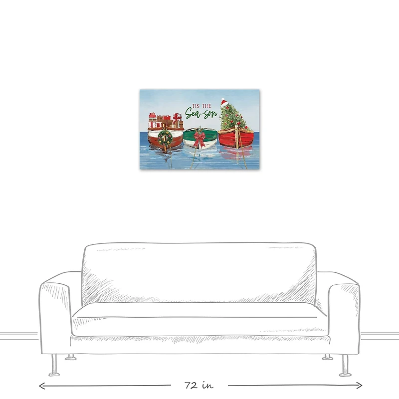 30" Tis the Sea-son Christmas Canvas Wall Décor